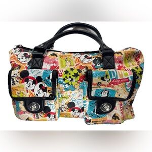 - Disney Parks Authentic Collage Mickey&Friends Vegan Lthr Zip purse